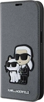 Etui z klapką Karl Lagerfeld Saffiano Karl&Choupette do Apple iPhone 14 Silver (3666339122829) - obraz 1