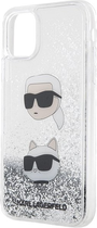 Etui Karl Lagerfeld Liquid Glitter Karl&Choupette Heads Hearcase do Apple iPhone Xr/11 Silver (3666339164591) - obraz 1