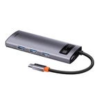 Hub адаптер BASEUS Type-C Metal Gleam Series 5-in-1 Multifunctional Docking Station |3USB, HDMI, Type-C, 100W PD| (CAHUB-CX0G) grey
