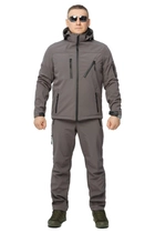 Костюм мужской Soft shel на флисе серый 60 демисезонный брюки куртка с капюшоном с вентиляционным клапаном под мышками ветро - водонепроницаемый - изображение 1