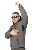 Костюм мужской Soft shel на флисе серый 60 демисезонный брюки куртка с капюшоном с вентиляционным клапаном под мышками ветро - водонепроницаемый - изображение 4
