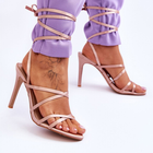 Sandały damskie wiązane Meya 38 Beżowe (5905677108415) - obraz 3