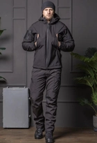 Мужской демисезонный Костюм полиция Softshell с Липучками под Шевроны черный Куртка и брюки M - изображение 1