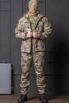 Чоловіча куртка Softshell мультикам з капюшоном та липучками під шеврони водонепроникна 3XL - зображення 4
