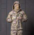 Чоловіча куртка Softshell мультикам з капюшоном та липучками під шеврони водонепроникна 3XL - зображення 6