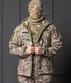 Чоловіча куртка Softshell мультикам з капюшоном та липучками під шеврони водонепроникна M - зображення 5