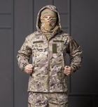 Мужская куртка Softshell мультикам с капюшоном и липучками под водонепроницаемая шеврона 4XL - изображение 1