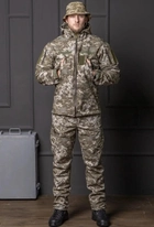 Чоловічий костюм демісезонний Softshell з Липучками під Шеврони піксель Куртка і штани 2XL - зображення 1
