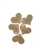 Бірки для творчості серце "Hand made with love" крафтові, 5 шт.