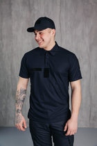Поло футболка мужская для ДСНС с липучками под шевроны темно-синий цвет ткань CoolPass 50 - изображение 3