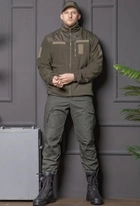 Мужской костюм оливковый Флисовая Кофта и брюки Kayman / Кофта с водонепроницаемыми вставками и липучками под шевроны 48 - изображение 1