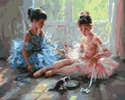 Картина по номерам BrushMe "Балерины с котёнком" 40х50см BS51984