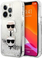 Etui CG Mobile Karl Lagerfeld Liquid Glitter Karl&Choupette Head do Apple iPhone 13/13 Pro Srebrny (3666339028916) - obraz 1