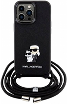 Etui CG Mobile Karl Lagerfeld Crossbody Saffiano Metal Pin Karl&Choupette do Apple iPhone 13/13 Pro Czarny (3666339165697) - obraz 2