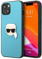 Панель CG Mobile Karl Lagerfeld Leather Ikonik Karl Head Metal для Apple iPhone 13 Blue (3666339028626) - зображення 1