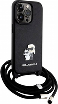 Etui CG Mobile Karl Lagerfeld Crossbody Saffiano Metal Pin Karl&Choupette do Apple iPhone 14 Pro Czarny (3666339165734) - obraz 2