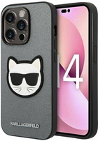 Etui CG Mobile Karl Lagerfeld Saffiano Choupette Head Patch do Apple iPhone 14 Pro Srebrny (3666339077013) - obraz 1