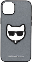 Etui CG Mobile Karl Lagerfeld Saffiano Choupette Head Patch do Apple iPhone 14 Plus Srebrny (3666339077006) - obraz 2