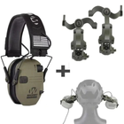 Активні складні навушники на шолом Walkers Razor + кріплення OPS Core Чебурашки Оливковий Kali з живленням 2 х ААА захист слуху від динамічних звуків - зображення 3
