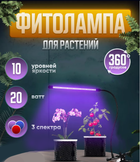 Фитолампа для растений Plant Grow Light со сменой цвета LED18 Вт одинарная