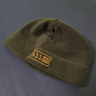 Зимняя шапка флисовая теплая тактическая 5.11 Tactical мужская женская Олива (5548) - изображение 7