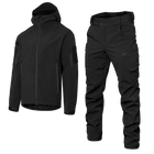 Костюм мужской демисезонный ветро-влагозащитный Softshell GenII Черный XL Kali AI021 куртка с капюшоном штаны с двумя кнопками на поясе повседневный - изображение 1