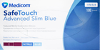Перчатки смотровые нитриловые текстурированные, нестерильные Medicom SafeTouch Advanced Slim Blue неопудренные 3.6 г 50 пар № S (1175P-B) - изображение 1