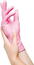 Перчатки смотровые нитриловые текстурированные, нестерильные Medicom SafeTouch Advanced Extend неопудренные 3.6 г розовые 50 пар № M (1172-TG_C) - изображение 2