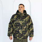 Бушлат зимний темный Пиксель с капюшоном, мужская зимняя камуфляжная куртка на резинке 54 - изображение 6