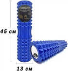 Масажний ролик-валик для МФР і йоги EasyFit Grid Roller 45 см v.2.2 ролер-масажер для спини, ніг, рук та шиї EF-2028-BL Синій (56001823)
