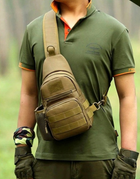 Тактическая, армейская мужская сумка-слинг Survival койот Edibazzar 24х16х8 см (sum0023854) Хаки - изображение 2