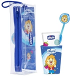 Zestaw Chicco pasta Travel Set do mycia zębów + szczoteczka + kubek + etui 3-6 Niebieski podróżny (8058664121229) - obraz 1