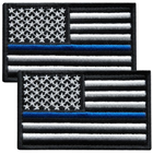 Набір шевронів 2 шт з липучкою Прапор Полиції США, вишитий патч 5х8 см - зображення 1