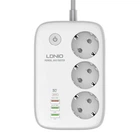 Мережевий фільтр-подовжувач LDNIO з керуванням через Wi-Fi 3x220V+3USB+Type-C 30 W 2 m White (YM1873)