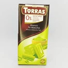 Шоколад белый с чаем матча Torras, без сахара, без глютена, 75г