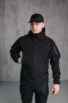 Чоловіча куртка Soft shell на блискавці з капюшоном водонепроникна 5XL чорна 00085 - зображення 2