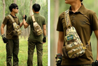 Тактична, армійська чоловіча сумка-слінг Survival мультикам Edibazzar 24х16х8 см Бежевий 000273288 - зображення 6