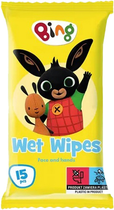 Chusteczki nawilżane Bing Wet Wipes do twarzy i rąk truskawka 15 szt (5903957300436)