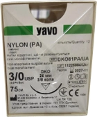 Нить хирургическая нерассасывающаяся YAVO стерильная Nylon Монофиламентная USP 3/0 75 см Синяя DKO 3/8 круга 26 мм (5901748151243) - изображение 1
