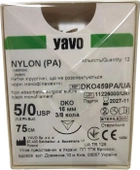 Нить хирургическая нерассасывающаяся YAVO стерильная Nylon Монофиламентная USP 5/0 75 см Черная DKO 3/8 круга 16 мм (5901748151144) - изображение 1