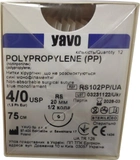 Нить хирургическая нерассасывающаяся YAVO стерильная POLYPROPYLENE Монофиламентная USP 4/0 75 см Синяя RS 1/2 круга 20 мм (5901748107318) - изображение 1
