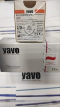 Нитка хірургічна нерозсмоктувальна стерильна YAVO Polyester Поліфіламентна USP 2/0 75 см RS 1/2 кола 30 мм 12 шт Зелена (5901748096780) - зображення 2
