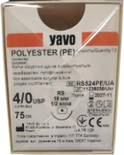 Нить хирургическая нерассасывающаяся стерильная YAVO Polyester Полифиламентная USP 4/0 75 см с одной колючей (RS) иглой 1/2 круга 16 мм 12 шт Белая (5901748151502) - изображение 1