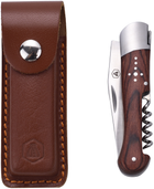 Складной охотничий нож Laguiole 19.5 см со штопором и кожаным чехлом Коричневый (40268499) - изображение 5