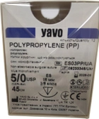 Нитка хірургічна нерозсмоктувальна YAVO стерильна POLYPROPYLENE Монофіламентна USP 5/0 45 см Синя ES 3/8 кола 16 мм (5901748153438) - зображення 1