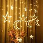 Світлодіодна гірлянда Maclean LED String of Lights with Moon & Star Curtain Garland Lights Christmas 5.2m 8 Modes 120 LEDs 3000K Warm White 3W (MCE418) - зображення 7