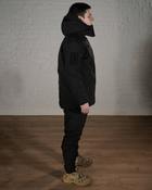 Зимняя военная форма SoftShell с утеплителем ХОЛОСОФТ черный костюм водонепроницаемый бушлат с капюшоном и брюки M - (48) - изображение 3