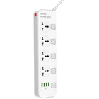 Мережевий фільтр LDNIO SC4408EU 4 розетки 4 USB 3.4A 2М електричний подовжувач швидка зарядка для пристроїв Auto ID Незалежні вимикачі Білий