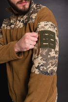 Кофта флисовая мужская военная тактическая с липучками под шевроны ВСУ (ЗСУ) Пиксель 8153 46 размер койот - изображение 6