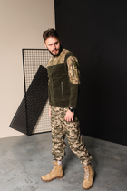 Кофта флисовая мужская военная тактическая с липучками под шевроны ВСУ (ЗСУ) Мультикам Турция 7122 L хаки - изображение 8